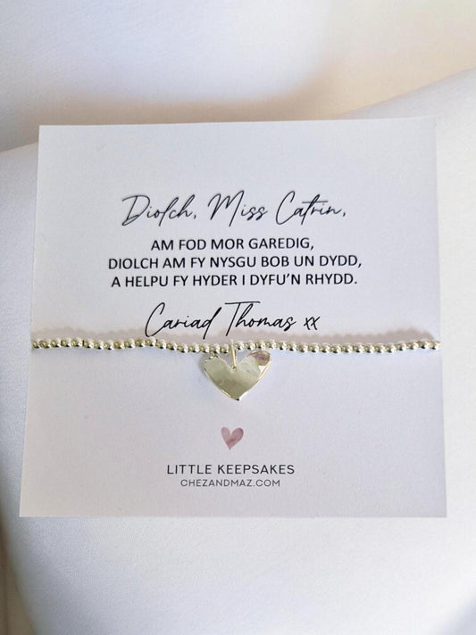 Welsh Teacher Bracelet, Diolch Athro Bracelet, Teacher Thank You Gift, End of Term Teacher Gift, Teaching Assistant Gift