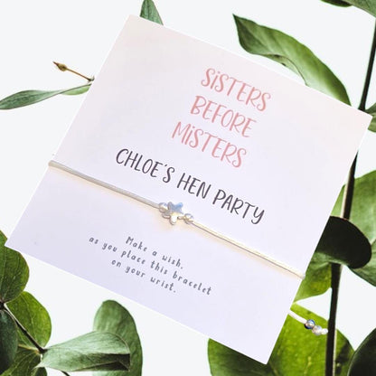 Sisters before Misters Hen Party I Team Bride I Bride Squad IWish Bracelets I Personalised I Goodie Bag Filler I Hen Weekend I Hen Do I sb4