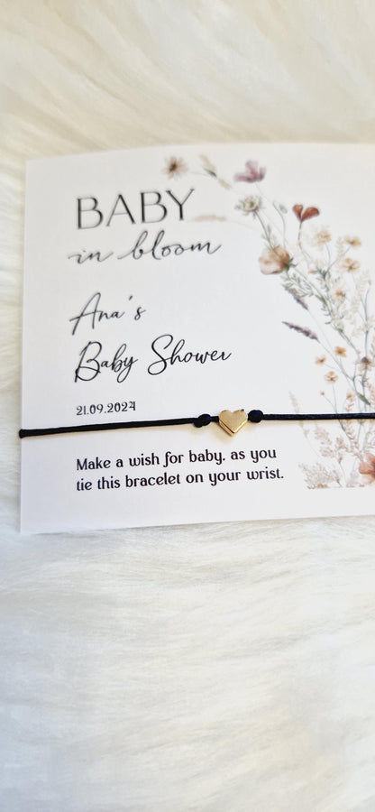 Baby in Bloom- Personalised Baby Shower Wish Bracelet, Mummy to Be, Charm String Bracelet, Personalised Gift -Celebrating Baby - Aqiqah -981