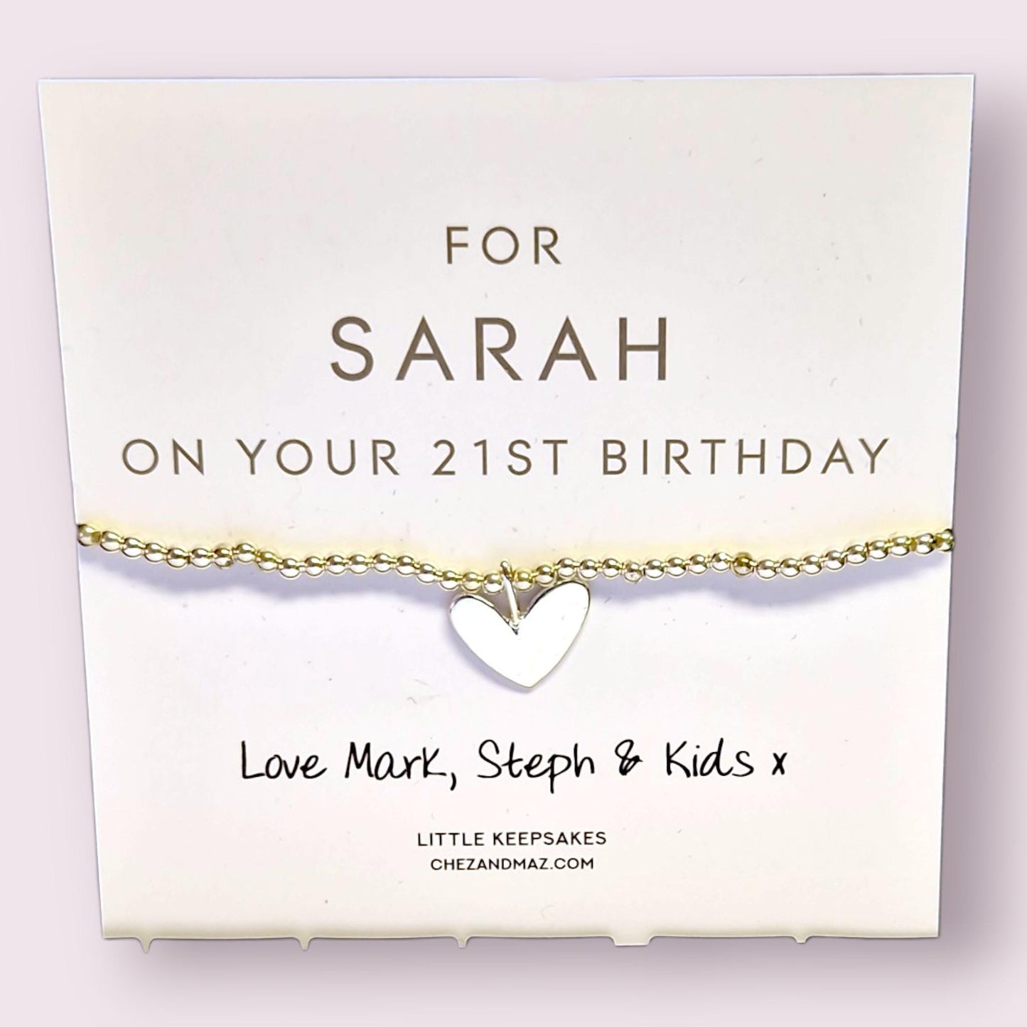 Personalised 21st Birthday Charm Bracelet: Silver Heart Keepsake, 21, twenty one, 21st gift