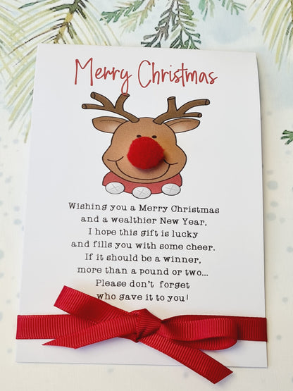 Rudolph Reindeer Novelty Christmas Lottery Ticket Holders - Scratch Card Gift Card - Table Decoration - Festive |RD4
