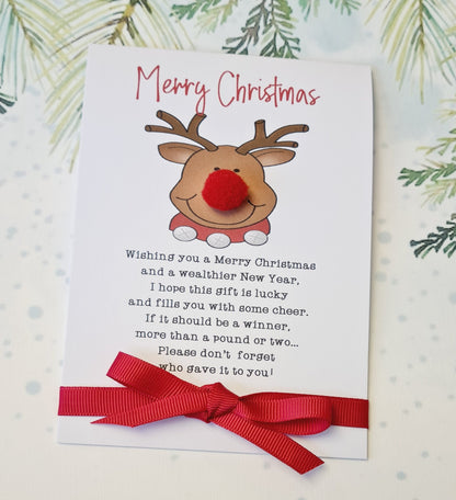 Rudolph Reindeer Novelty Christmas Lottery Ticket Holders - Scratch Card Gift Card - Table Decoration - Festive |RD4