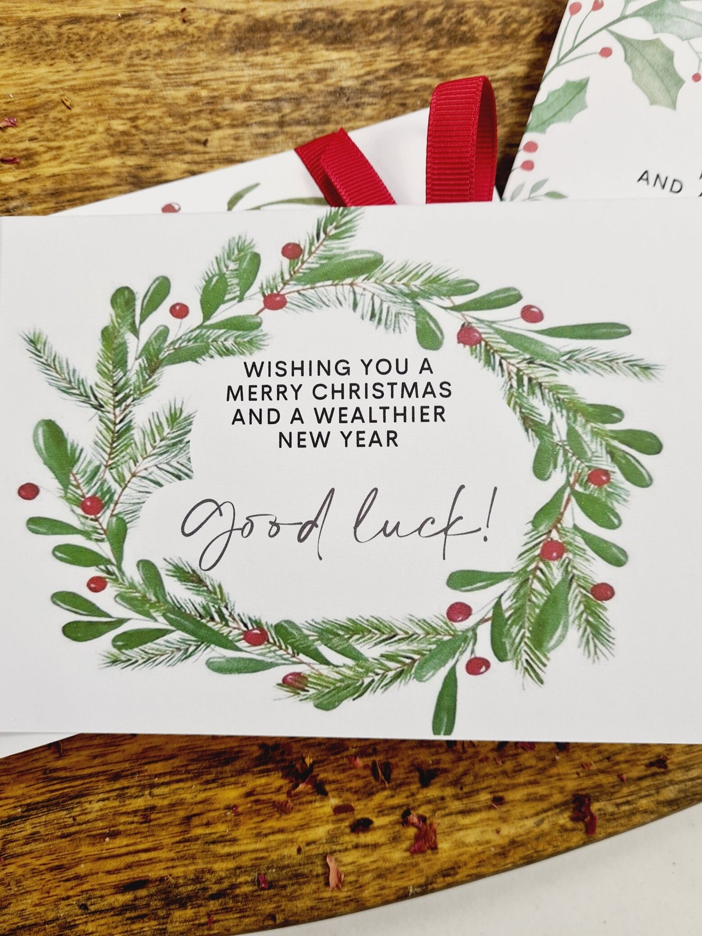Novelty Christmas Lottery Ticket Holders - Wreaths and Borders -Scratch Card Gift -Table Decoration - Festive - BC101
