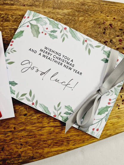 Novelty Christmas Lottery Ticket Holders - Wreaths and Borders -Scratch Card Gift -Table Decoration - Festive - BC101