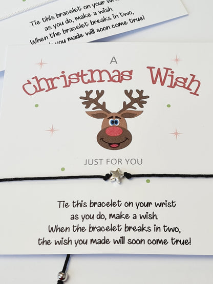 Christmas Wish Bracelets and Backing Card - Christmas Gift -Charm -Schools, Teachers, Groups - Santa, Elf, Rudolph Children - Kids MC7