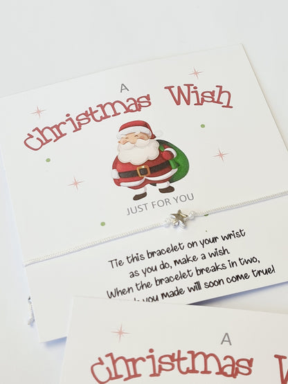 Christmas Wish Bracelets and Backing Card - Christmas Gift -Charm -Schools, Teachers, Groups - Santa, Elf, Rudolph Children - Kids MC7