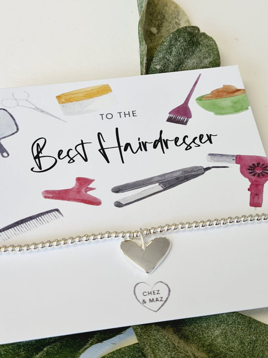 Best Hairdresser- Silver plated charm bracelet & silver heart charm - Gift - Bracelet - Hairdresser Gift Birthday