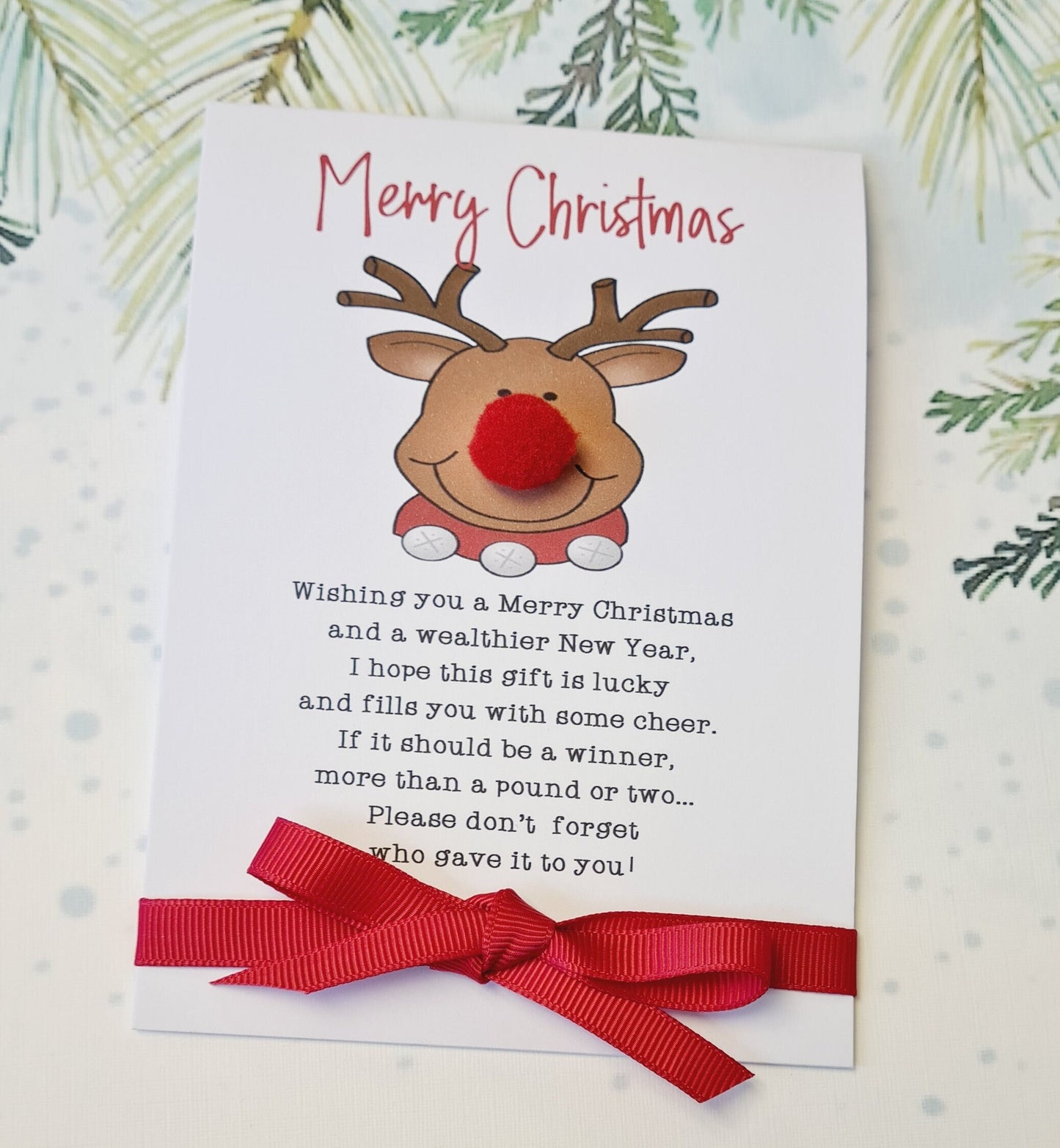 Rudolph Reindeer Novelty Christmas Lottery Ticket Holders - Scratch Card Gift Card - Table Decoration - Festive |RD4