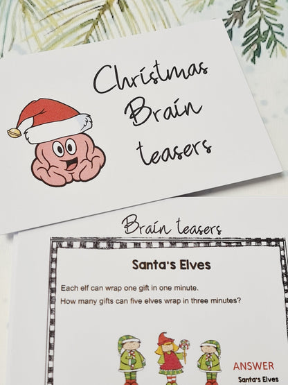 Christmas Brain Teaser Game Cards: Family Holiday Stocking Filler