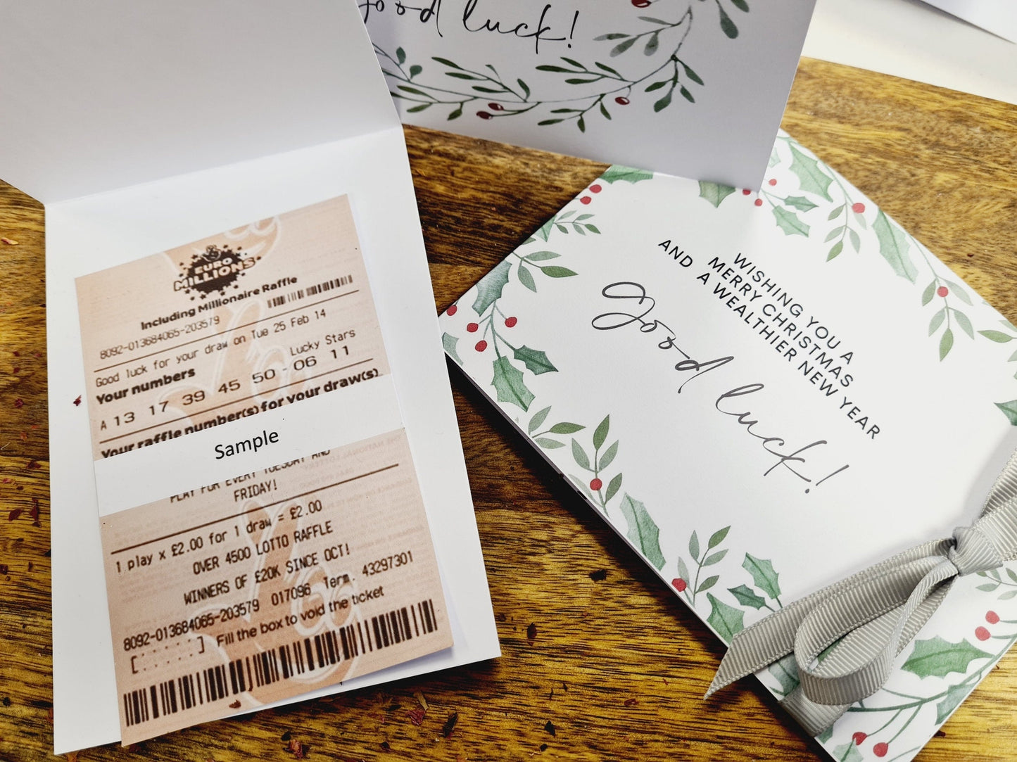 Novelty Christmas Lottery Ticket Holders - Wreaths and Borders -Scratch Card Gift -Table Decoration - Festive - BC101