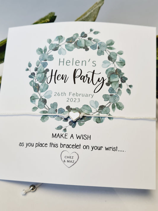 Hen Party Wish Bracelet: Personalised Goodie Bag Filler - Fern, , Hen Do, Hen Weekend