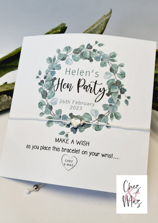 Hen Party Wish Bracelet: Personalised Goodie Bag Filler - Fern, , Hen Do, Hen Weekend