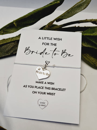 Bride to Be Wish Bracelet: Hen Party Favour, Tibetan Silver Heart