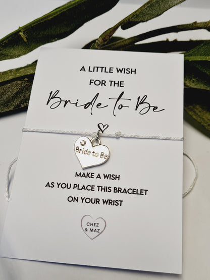 Bride to Be Wish Bracelet: Hen Party Favour, Tibetan Silver Heart