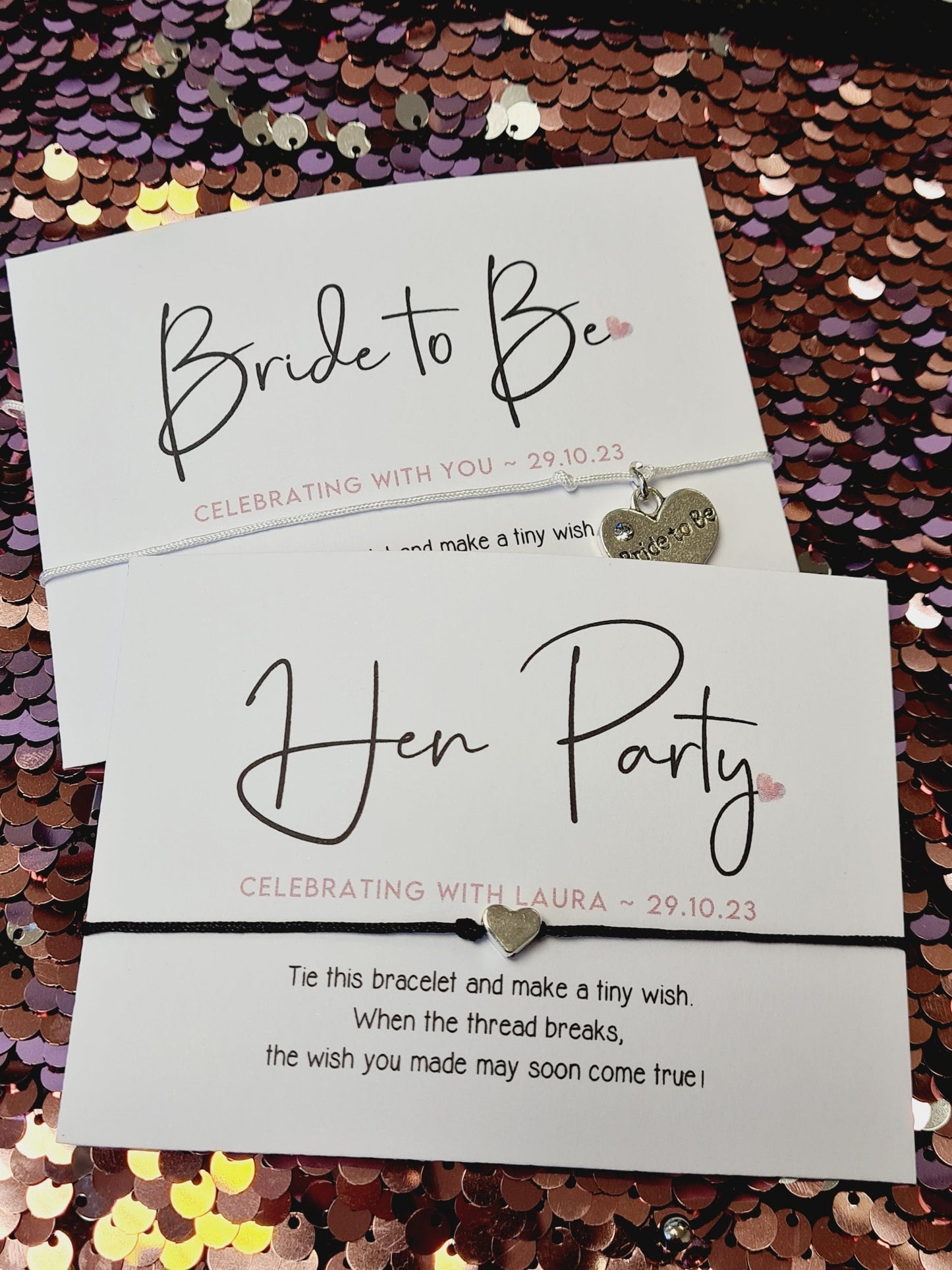 Hen Party Wish Bracelets - Personalised  - Goodie Bag Filler - Hen Weekend, Hen Do, Girls Weekend - Bride to Be - CM500