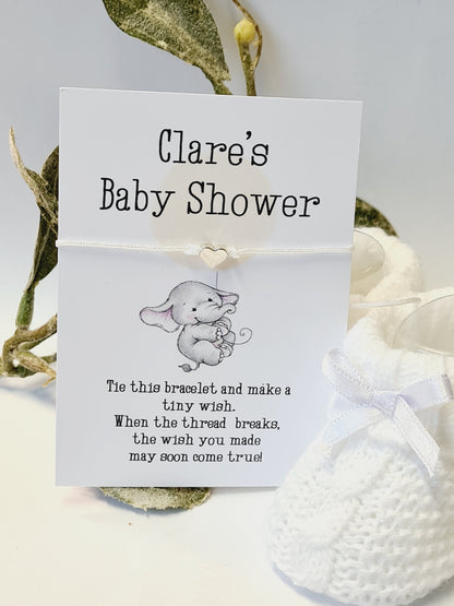 Elephant  - Personalised Baby Shower Wish Bracelet, Mummy to Be, Charm String Bracelet, Personalised Gift - Ele2