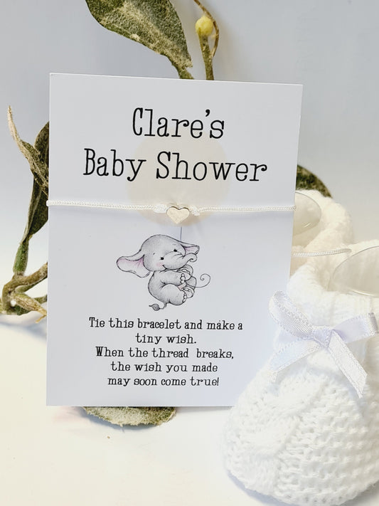 Elephant  - Personalised Baby Shower Wish Bracelet, Mummy to Be, Charm String Bracelet, Personalised Gift - Ele2