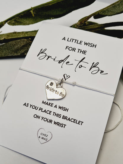 Bride to Be Wish Bracelet: Hen Party Favour, Tibetan Silver Heart