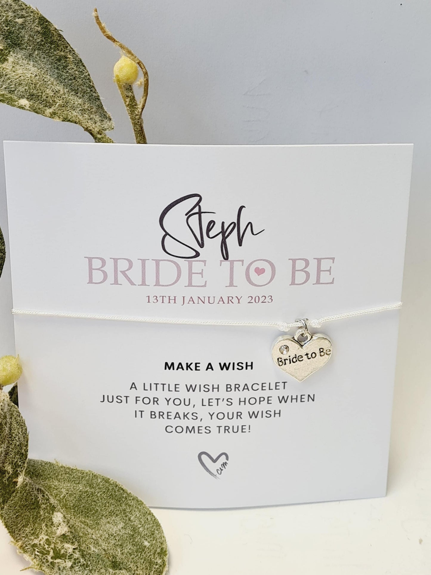 Hen Party, Hen Do, wish Bracelet: Bride To Be Gift. Pink and white. Hen Weekend