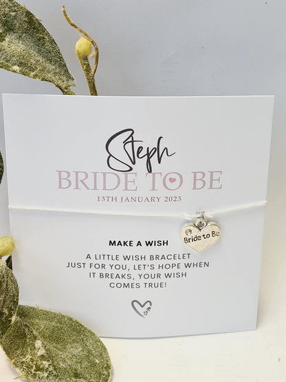 Hen Party, Hen Do, wish Bracelet: Bride To Be Gift. Pink and white. Hen Weekend