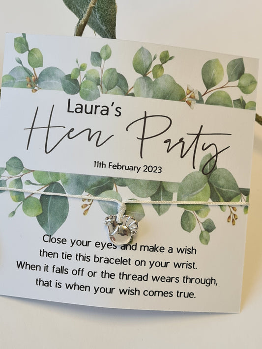 Eucalyptus Hen Party Wish Bracelet: Personalized Goodie Bag Filler