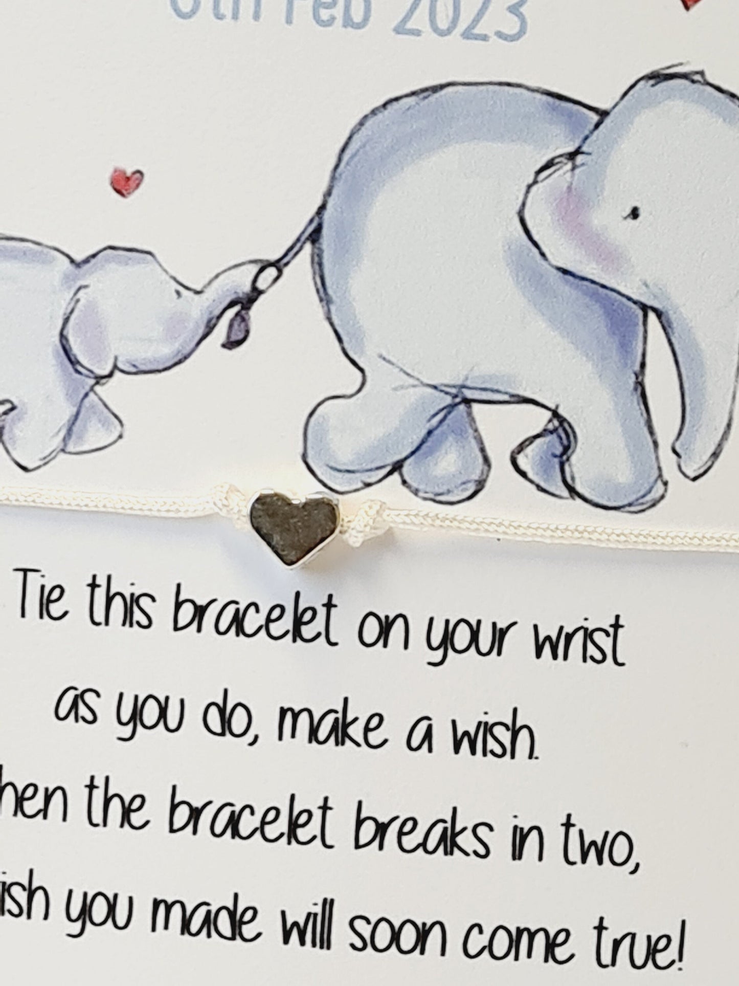 Bulk Baby Shower Wish Bracelet, Elephant Personalised Charm String Gift