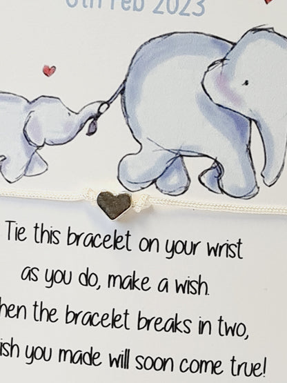 Bulk Baby Shower Wish Bracelet, Elephant Personalised Charm String Gift