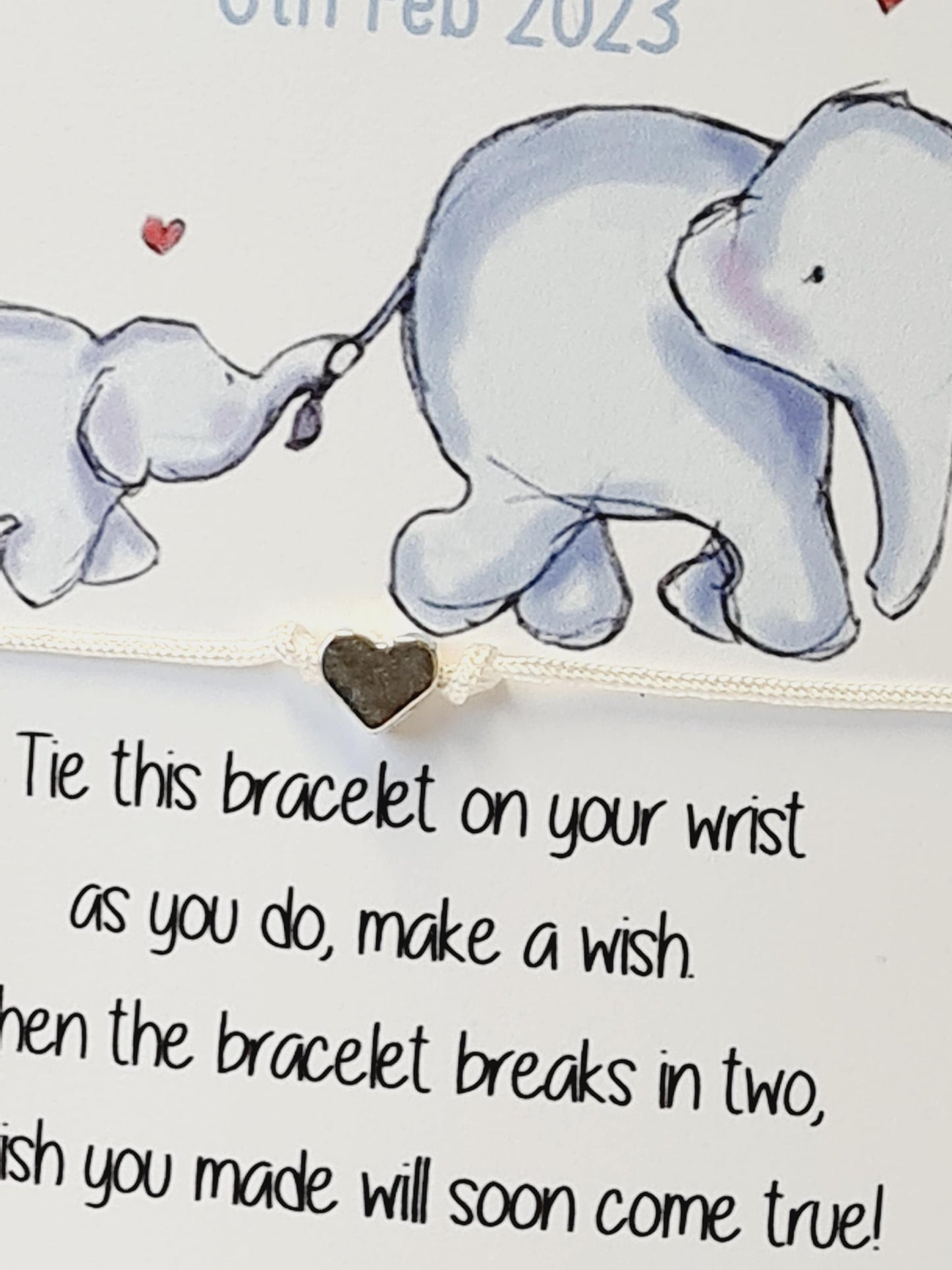 Bulk Baby Shower Wish Bracelet, Elephant Personalised Charm String Gift