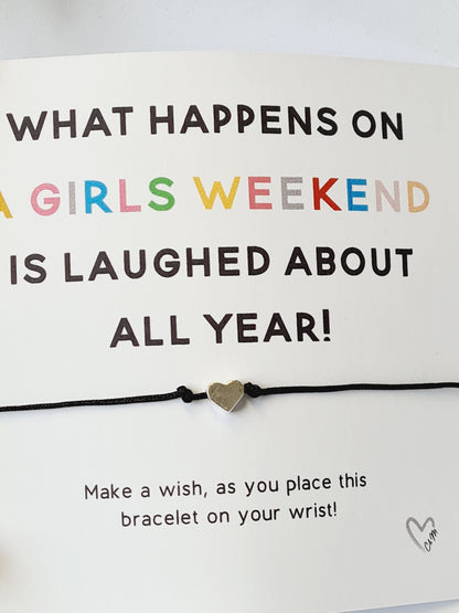 Girls Getaway, Trip, Weekend, Holiday, Keepsake, Wish Bracelet; Girls Weekend Gift - GW33
