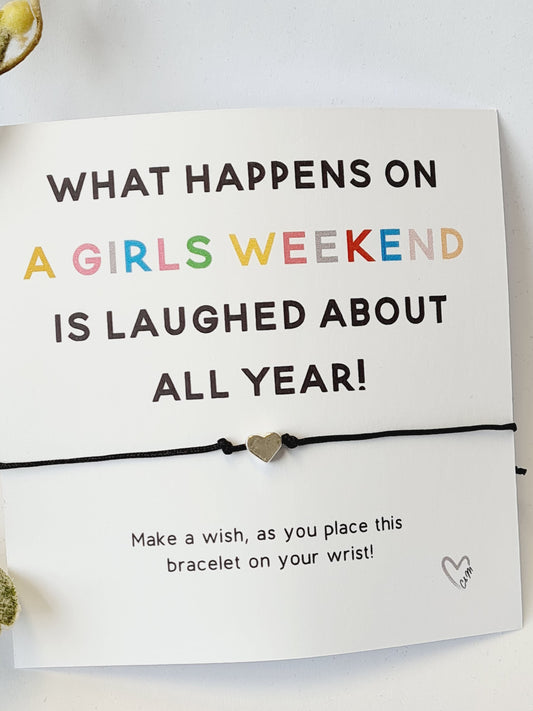 Girls Getaway, Trip, Weekend, Holiday, Keepsake, Wish Bracelet; Girls Weekend Gift - GW33