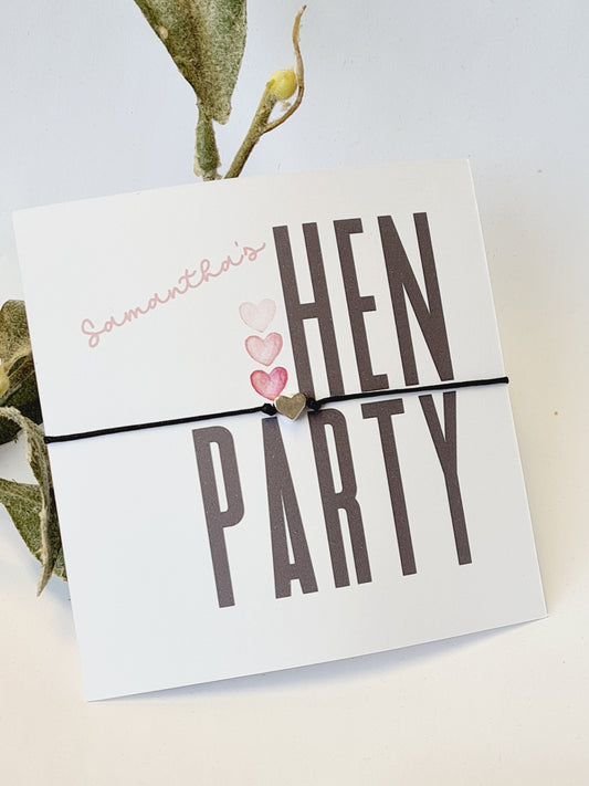 Bulk Personalised Hen Party Wish Bracelets - Goodie Bag Filler - Hen Weekend, Hen Do, Girls Weekend - Pink Heart - Bride to Be HP99