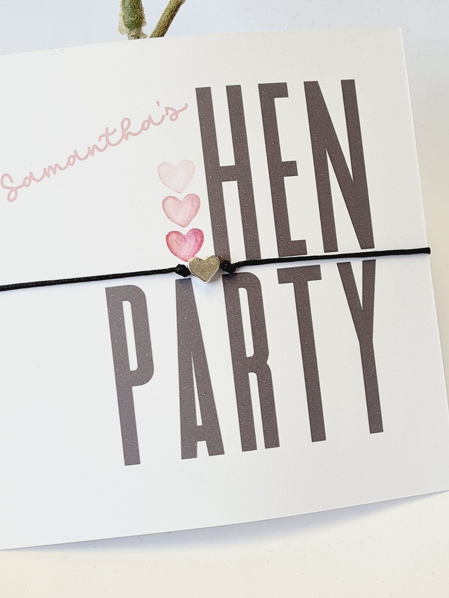 Bulk Personalised Hen Party Wish Bracelets - Goodie Bag Filler - Hen Weekend, Hen Do, Girls Weekend - Pink Heart - Bride to Be HP99
