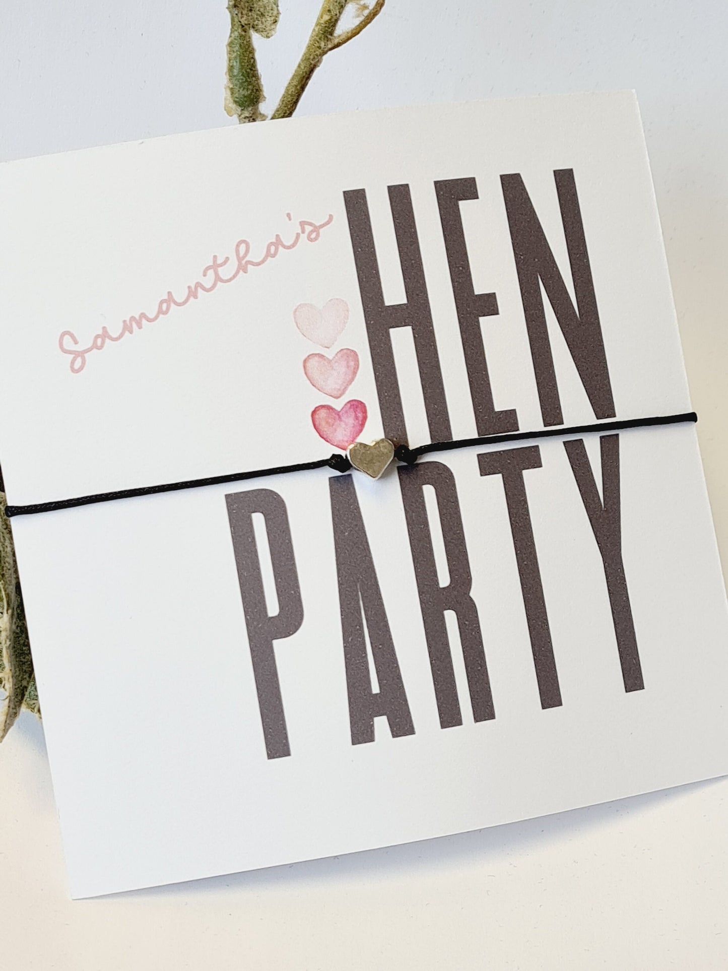 Bulk Personalised Hen Party Wish Bracelets - Goodie Bag Filler - Hen Weekend, Hen Do, Girls Weekend - Pink Heart - Bride to Be HP99