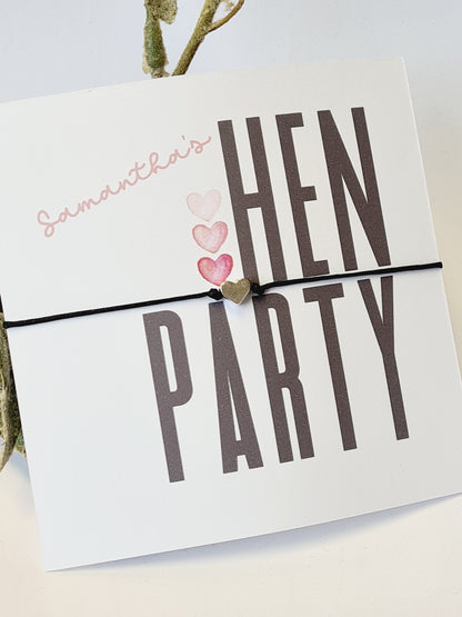 Bulk Personalised Hen Party Wish Bracelets - Goodie Bag Filler - Hen Weekend, Hen Do, Girls Weekend - Pink Heart - Bride to Be HP99
