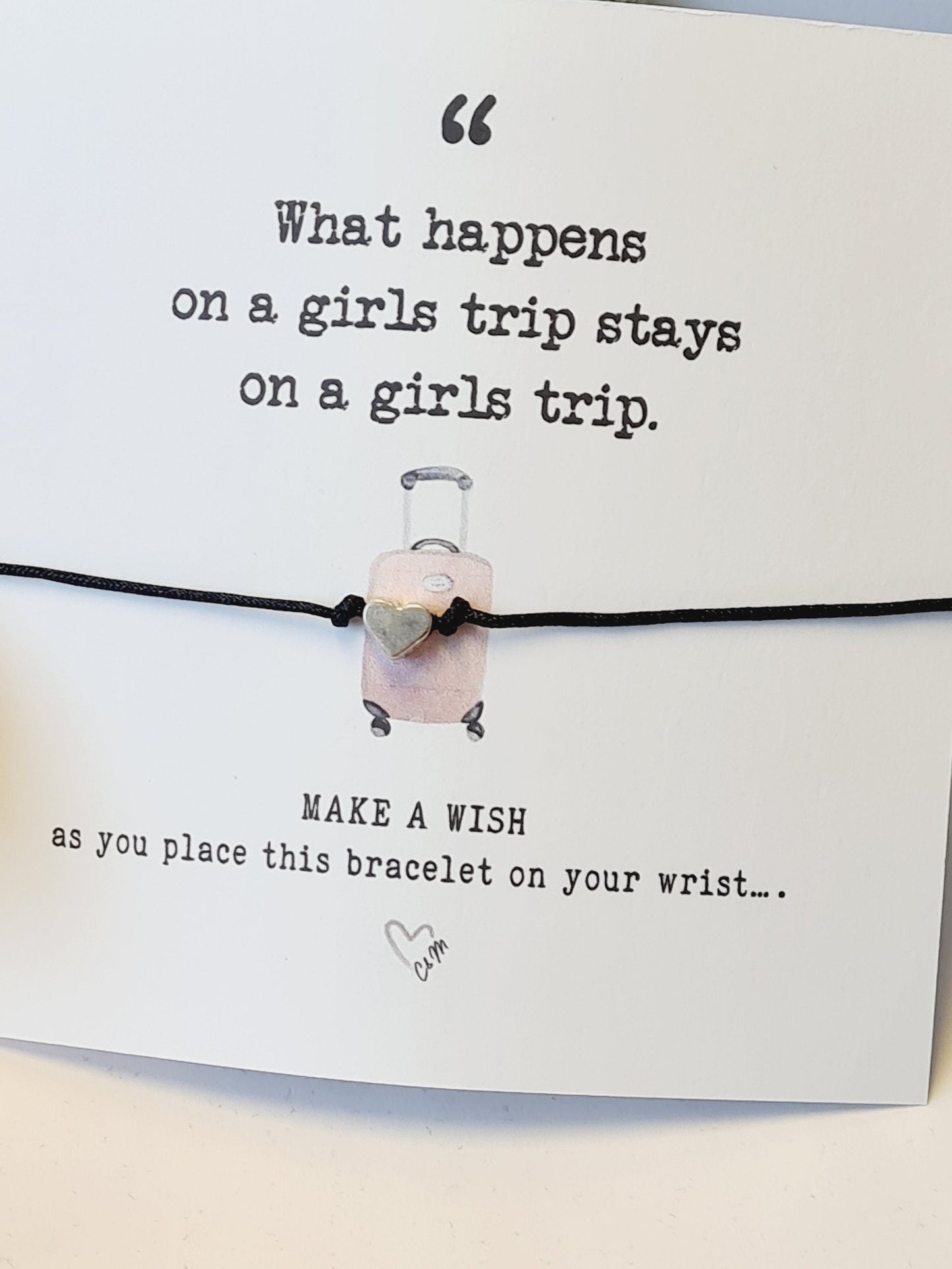 Girls Trip Wish Bracelet: Tibetan Silver Heart Charm