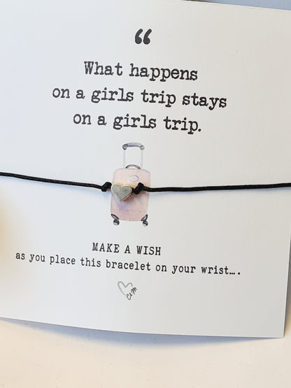 Girls Trip Wish Bracelet: Tibetan Silver Heart Charm