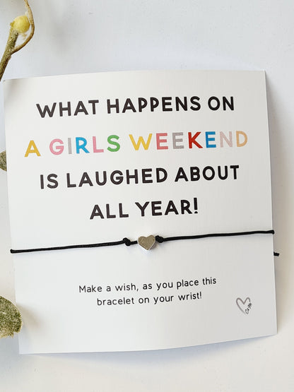 Girls Getaway, Trip, Weekend, Holiday, Keepsake, Wish Bracelet; Girls Weekend Gift - GW33