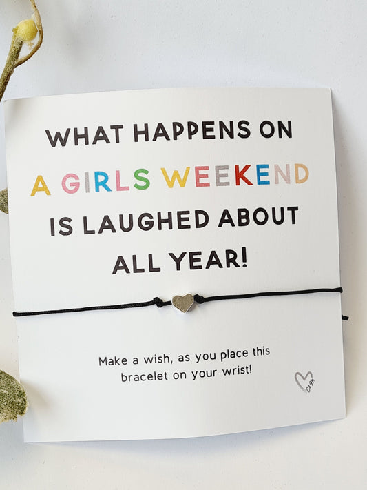 Girls Getaway, Trip, Weekend, Holiday, Keepsake, Wish Bracelet; Girls Weekend Gift - GW33