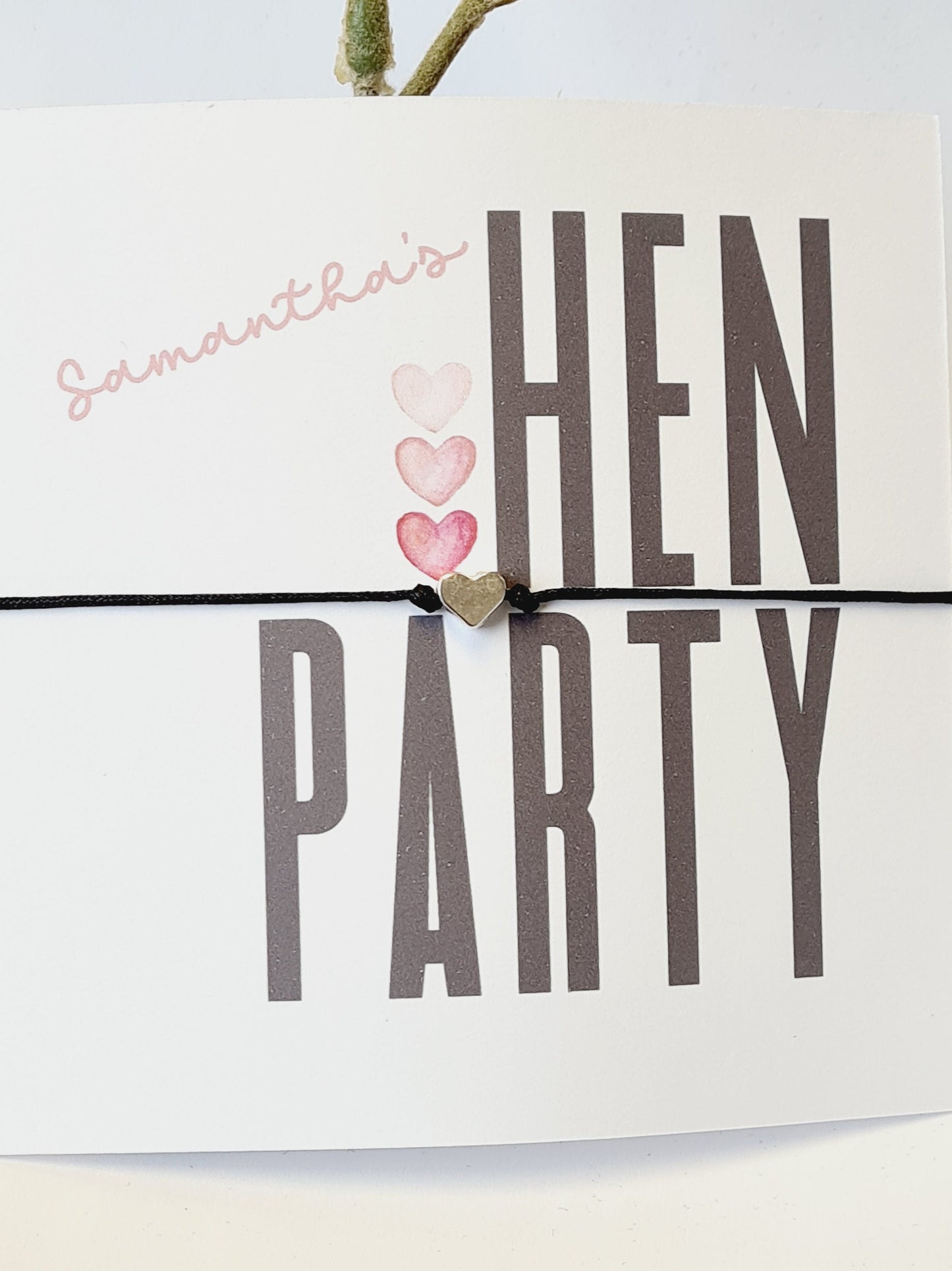 Bulk Personalised Hen Party Wish Bracelets - Goodie Bag Filler - Hen Weekend, Hen Do, Girls Weekend - Pink Heart - Bride to Be HP99