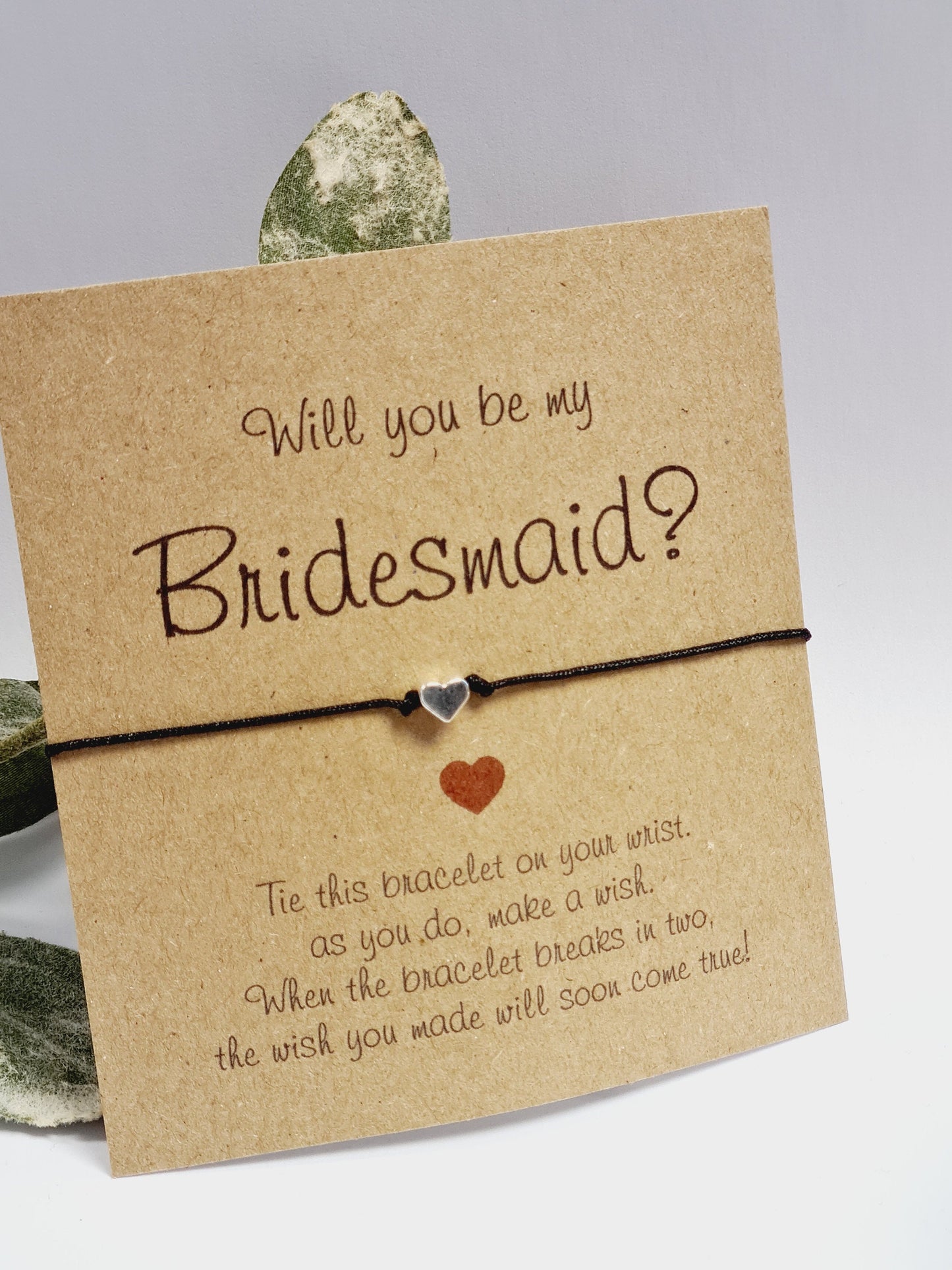 Bridesmaid - Maid of Honour - Flower Girl request - proposal | Bridesmaid bracelet | Bridesmaid favour | Eco Brown - WU7