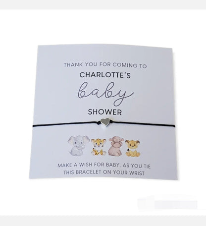 Zoo Animals Baby Shower Wish Bracelet – Personalized Gift