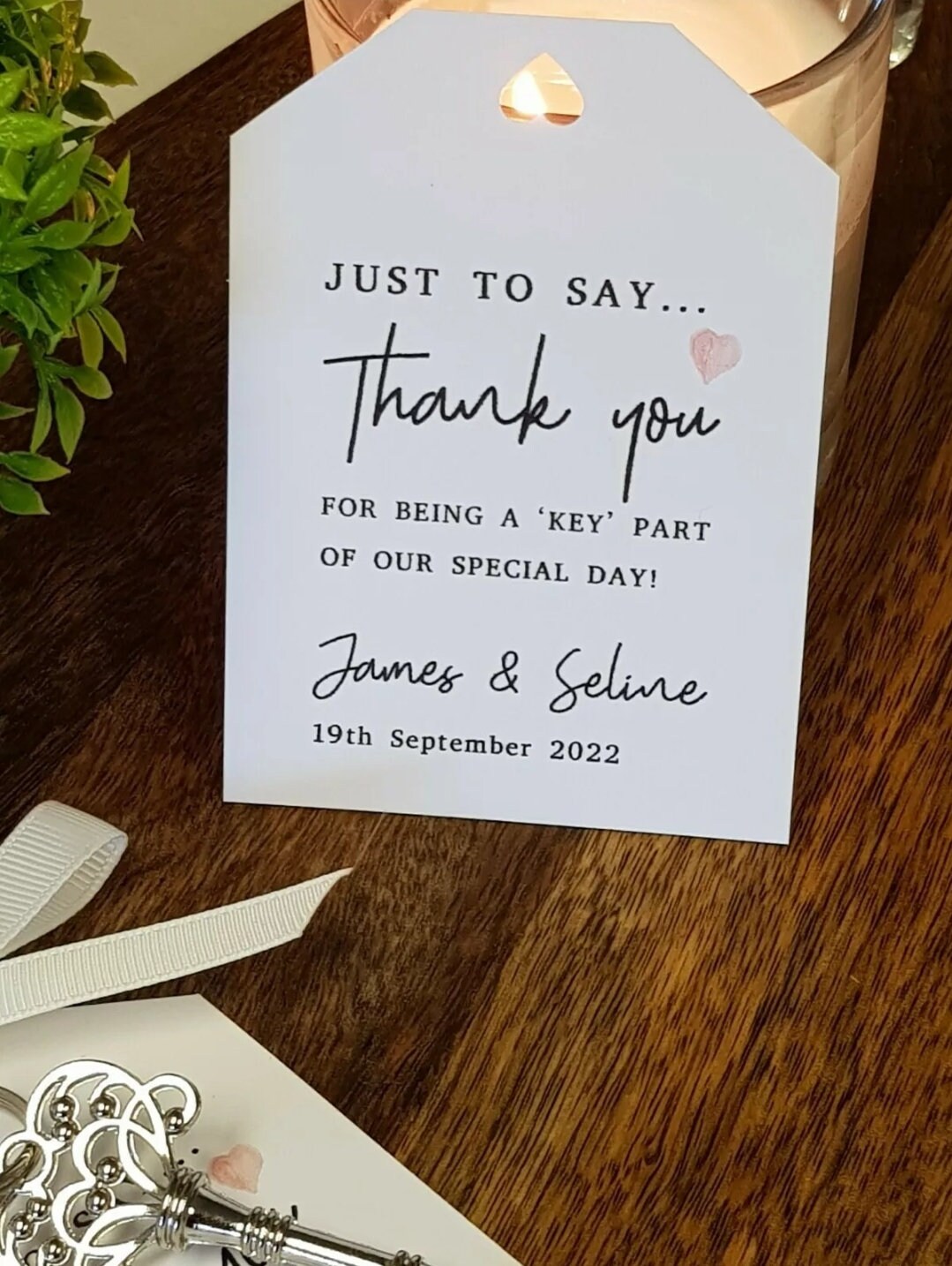 Personalised Key Bottle Opener Wedding Favors: Thank You Gift Tag