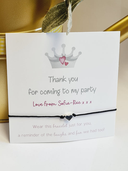 Birthday  Crown wish string charm bracelet - Party bag Goodie filler - Personalised - Any Age - Birthday  Girls Weekend - Celebration-CR5