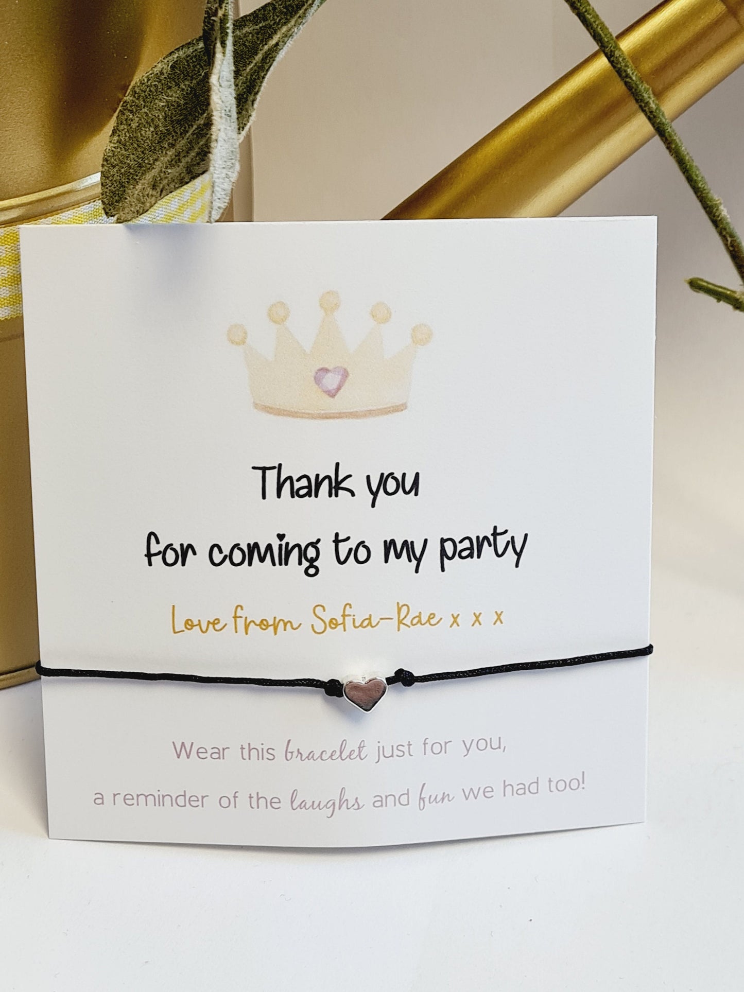 Birthday  Crown wish string charm bracelet - Party bag Goodie filler - Personalised - Any Age - Birthday  Girls Weekend - Celebration-CR5