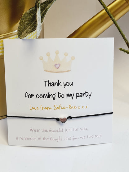 Birthday  Crown wish string charm bracelet - Party bag Goodie filler - Personalised - Any Age - Birthday  Girls Weekend - Celebration-CR5