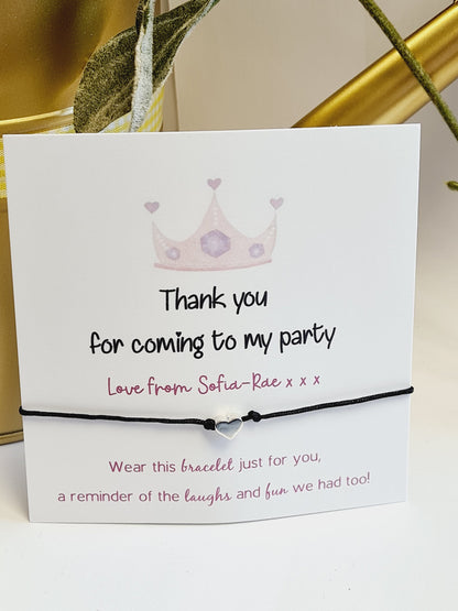 Birthday  Crown wish string charm bracelet - Party bag Goodie filler - Personalised - Any Age - Birthday  Girls Weekend - Celebration-CR5