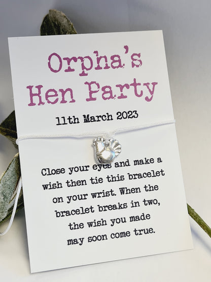 Hen Party Wish Bracelets - Personalised  - Goodie Bag Filler - Hen Weekend, Hen Do, Girls Weekend - Bride to Be - Simple- Elegant - P9
