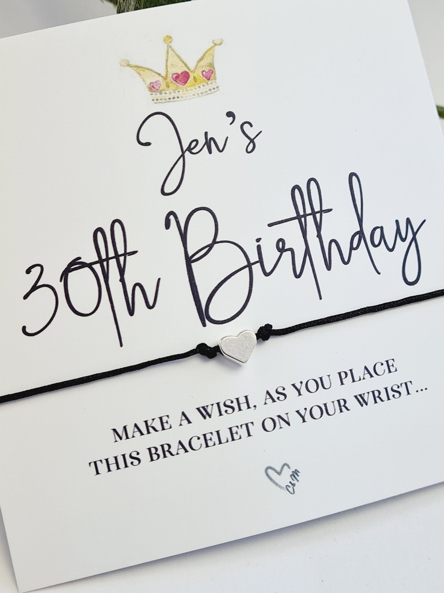 Personalised Birthday Wish Bracelet: Crown Design - Charm Party Favour - Any Age - Guest Gift