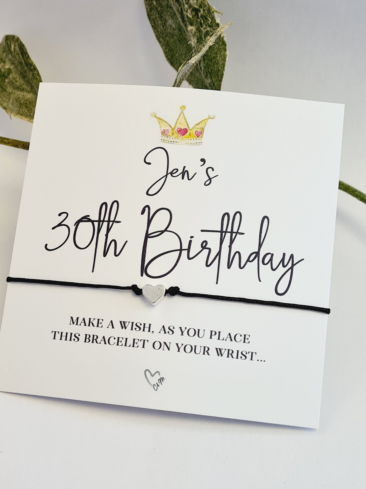 Personalised Birthday Wish Bracelet: Crown Design - Charm Party Favour - Any Age - Guest Gift