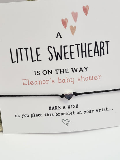 A little sweetheart is on the way- Personalised Baby Shower Wish Bracelet, Mummy to Be, Charm String Bracelet, Personalised Gift -LS77